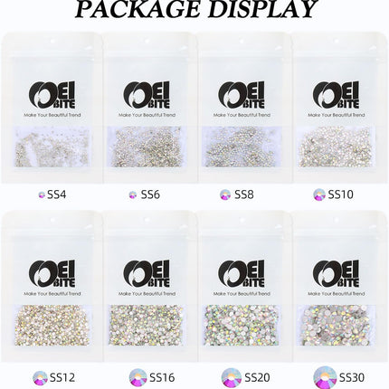 Crystal AB Flatback Rhinestones SS20, 1440pcs Glass Nail Gems