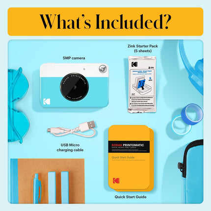 Blue Full-Color Instant Print Digital Camera with 2x3 Sticky-Back Photo Paper
