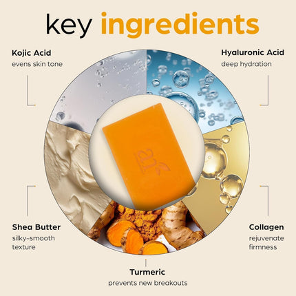 Kojic Acid & Turmeric Dark Spot Remover Soap Bars, 2 Pack