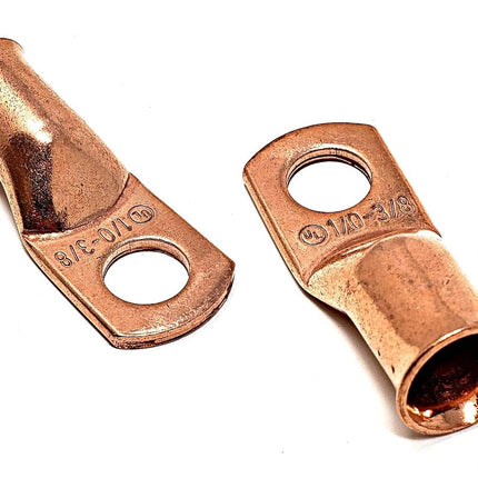 10 pcs 1/0 Gauge x 3/8 Pure Copper Battery Welding Cable Lug Connector Ring Terminals