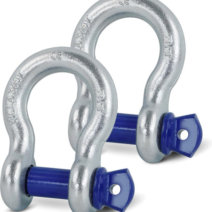 2 Pack 3/4 in. D Ring Shackles with 7/8 in. Screw Pins