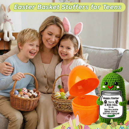 Easter Pickle Crochet Plush Doll with Egg