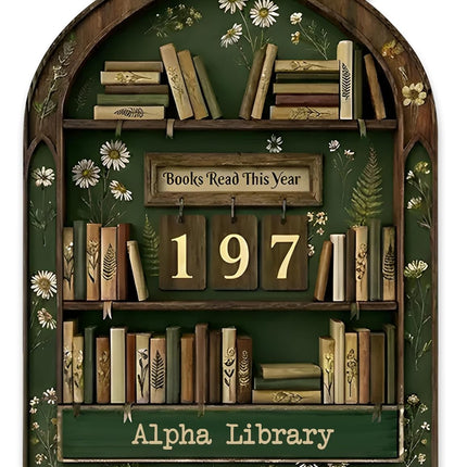 Books Read This Year Tracker Sign with 3 Bookmarks