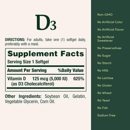 Nature's Bounty Vitamin D3 brand quality