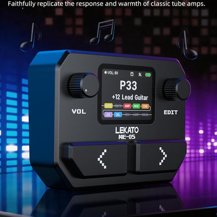 Multi Effects Guitar Pedal with Amp Models, Cab Sims, Looper, Drum Rhythms, NAM/IR Support, USB Audio Interface and OTG Function, Black