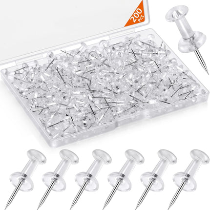 200 Pcs Clear Push Pins Tacks for Bulletin Boards