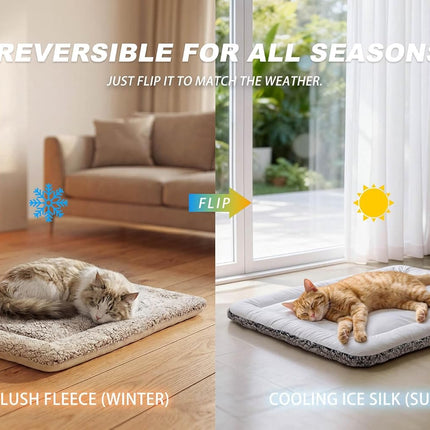 Reversible Cat Cooling Mat and Self-Warming Cat Bed, Gray, 18 x 24 in