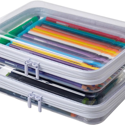 2-Piece Clear Hard Shell Zipper Organizer Case Set