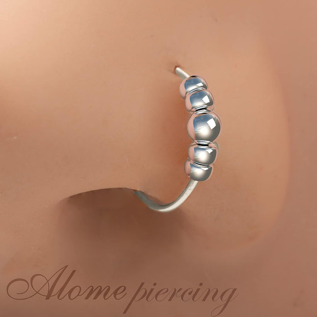 925 Sterling Silver & 14K Gold Filled Nose Ring Hoop, 24 Gauge 2mm, 7mm Tiny Nose Ring with Opal