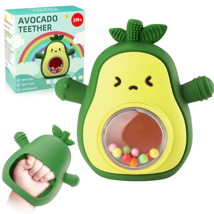 Baby Avocado Teething Mitten & Rattle Toy