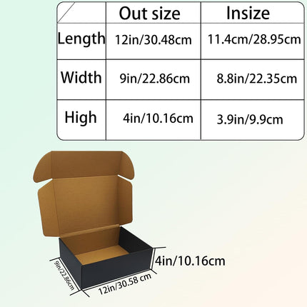 12x9x4 Black Corrugated Shipping Boxes, Set of 20