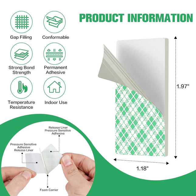 Double Sided Foam Tape Pads, 48 Pre-Cut Mounting Rectangles, 50 x 30mm