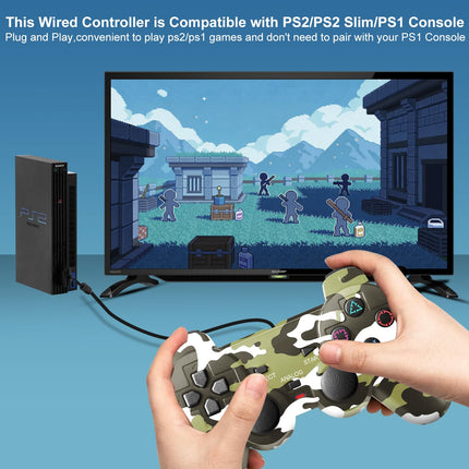2-Pack Wired Controller Compatible with PS2, PS2 Slim, PS1 and PC Windows