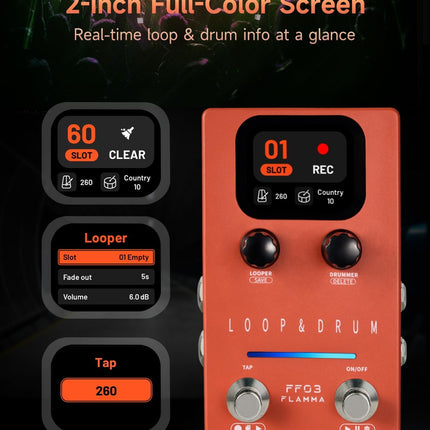 FF03 Looper Pedal Drum Machine for Guitar and Bass