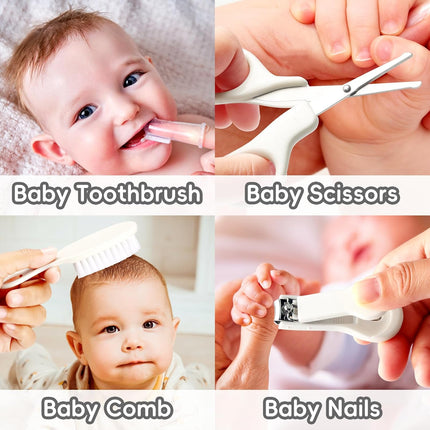 Baby Grooming Kit, Infant Safety Care Set in Grey White