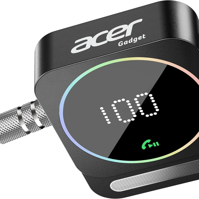 Bluetooth Audio Receiver with 3.5mm AUX, 16H Battery, Noise Cancellation, Auto Connect & Dual Pairing - Black