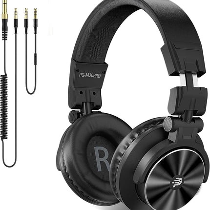 PUPGSIS Over Ear Headphones Wired: Studio Monitor Headphones - Professional 40kHz Hi-Res DJ Stereo Headphones - 1/4 to 3.5mm Audio Jack for Recording/Mixing/Podcast/Guitar/Piano