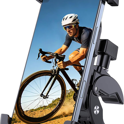 Bike and Motorcycle Phone Holder Mount, 360° Adjustable, Shockproof Anti-Shake Design, Fits 4.7-7 in. Smartphones, Black
