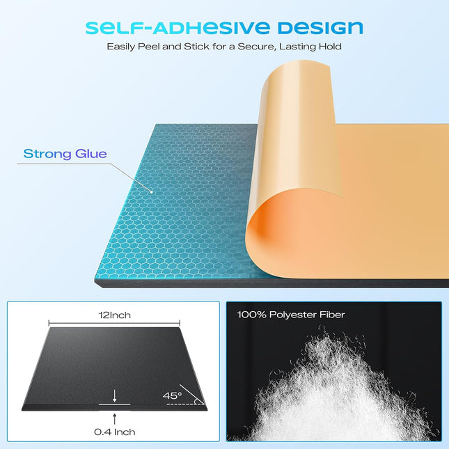 12 Pack Black Self-Adhesive Acoustic Wall Panels