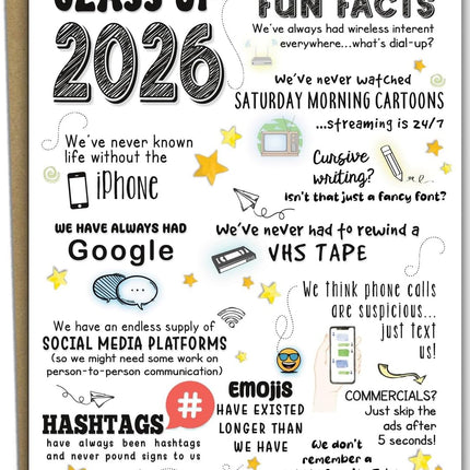 2026 Funny High School Graduation Card, 5x7 Blank Inside, Made in USA with Envelope