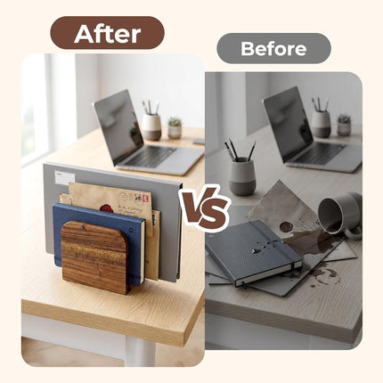 Acacia Wood Countertop Mail Organizer and Letter Holder