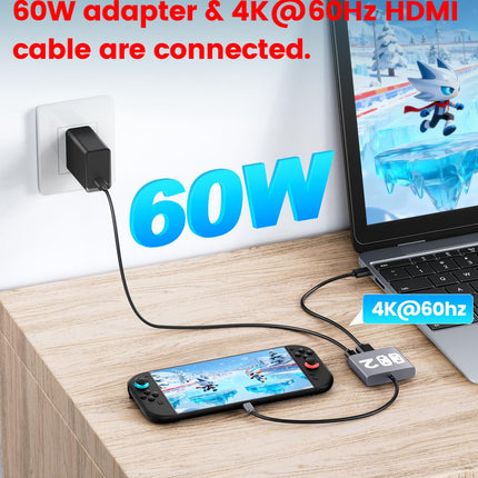 Aluminum Alloy 3-in-1 Portable Gaming TV Dock Adapter