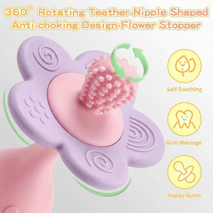 Baby Silicone Flower Teether & Rattle Toy, Pink