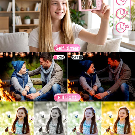 Pink 4K Autofocus Vlogging Camera with 16X Zoom and 32GB Card