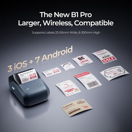 B1 Pro 300DPI HD Blue Label Maker with White Label Roll
