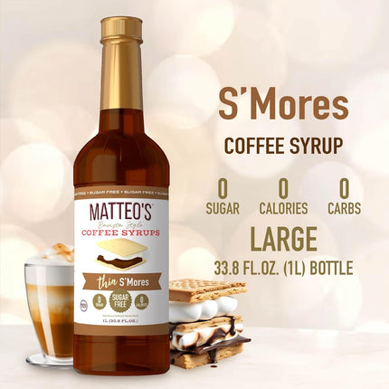 S'mores Sugar-Free Syrup for Coffee & Desserts, 33.8 oz