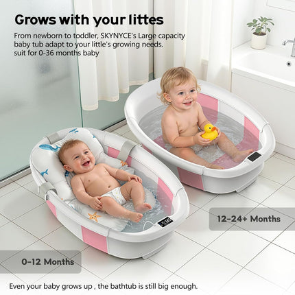 Collapsible Baby Bathtub for Newborns to Toddlers, Pink