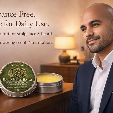 Fragrance Free Bald Head Balm for Men – 4 oz