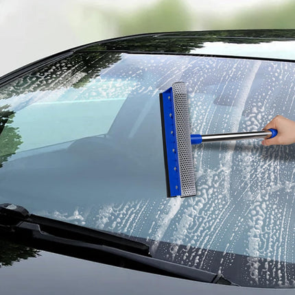 2-in-1 Car Windshield Squeegee and Sponge Scrubber, Blue