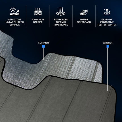 Front Car Windshield Sun Shade, Custom Fit Accordion Fold Visor, Silver & Grey 1-Pc Set, SS-317