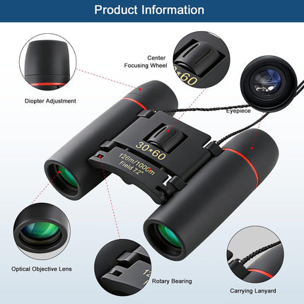 30x60 Mini Compact Binoculars for Adults and Kids