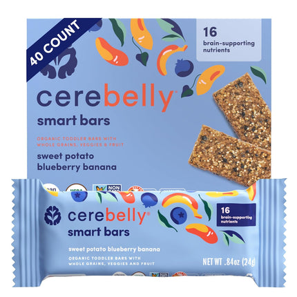 HomeChef ChefDelHogar Cerebelly Organic Toddler Smart Bars 40-Count, Sweet Potato Blueberry Banana — Kitchen & Home