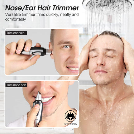 Ear and Nose Hair Trimmer Clipper - 2026 Professional Painless Eyebrow & Facial Hair Trimmer for Men and Women, Battery-Operated, IPX7 Waterproof, Dual Edge Blades, Black