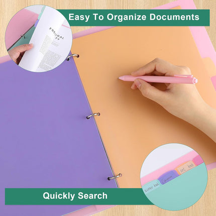 6 Sets of 48Pcs Waterproof Plastic Binder Dividers with Tabs