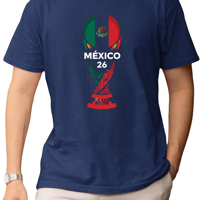 Mexico 26 Soccer Shirt - 2026 International Football Country Fan T-Shirt, Navy, Medium