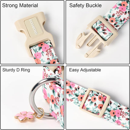 Flower Cotton Dog Collar for Small, Medium, and Large Dogs