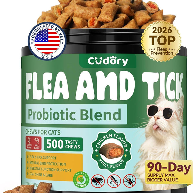 Flea and Tick Prevention Chewables for Cats, Chicken & Krill Flavor
