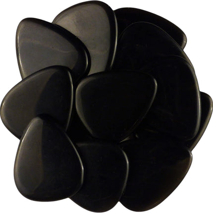 Black Obsidian Volcanic Glass Guitar or Bass Picks, 3.0 mm Ultra Heavy Gauge, 351 Shape, 3 Pack