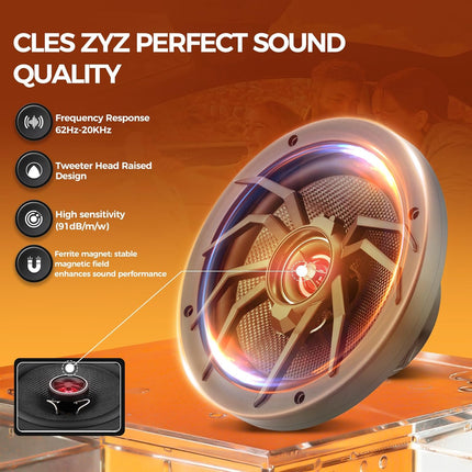 6.5-Inch Coaxial Car Speakers, 1000W Max Power, 250W RMS, 4 Ohm, Pair