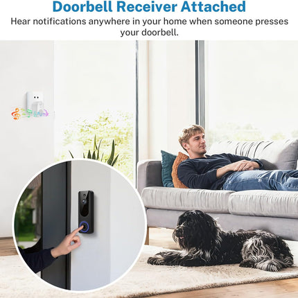 Wireless Doorbell Camera with Indoor Receiver and 1080P Night Vision
