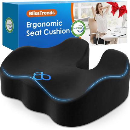Black Memory Foam Seat Cushion with Velvet Cover, 4.7 in