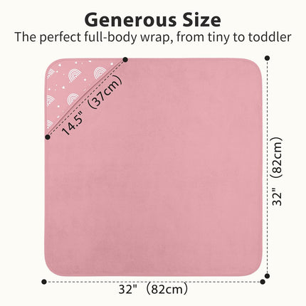 Baby Girl 100% Cotton Hooded Bath Towels, 2 Pack, Pink Rainbow