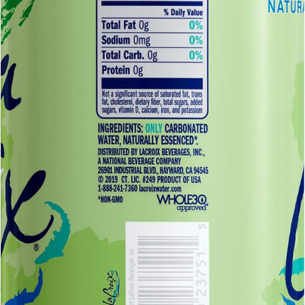 Lime Sparkling Water, 12 Fl Oz Cans, Pack of 8