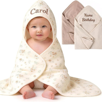 LittleNest NidoPequeño 2-Pack Personalized Muslin Hooded Baby Towels Soft & Absorbent Custom Name — Baby & Toddler