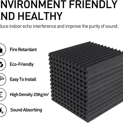 52-Pack Acoustic Foam Wedge Panels with Adhesive