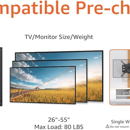 Full Motion Articulating TV Wall Mount for 26"-55" TVs